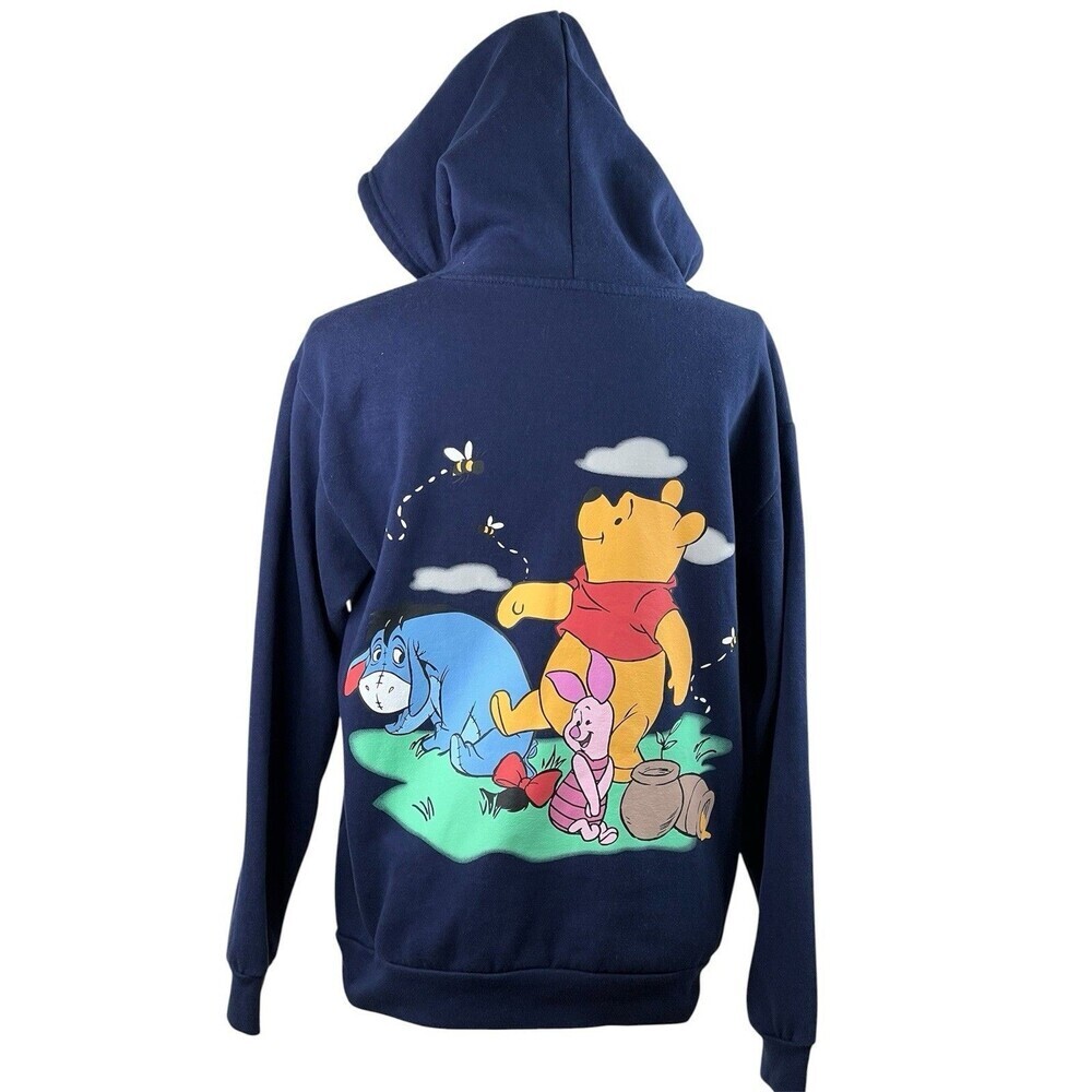 Disney Winnie the Pooh Hoodie Womens Navy Graphic Sweatshirt Pullover Medium